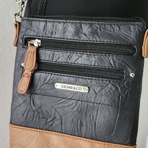 Stone & Co. Black and Brown Textured Bag